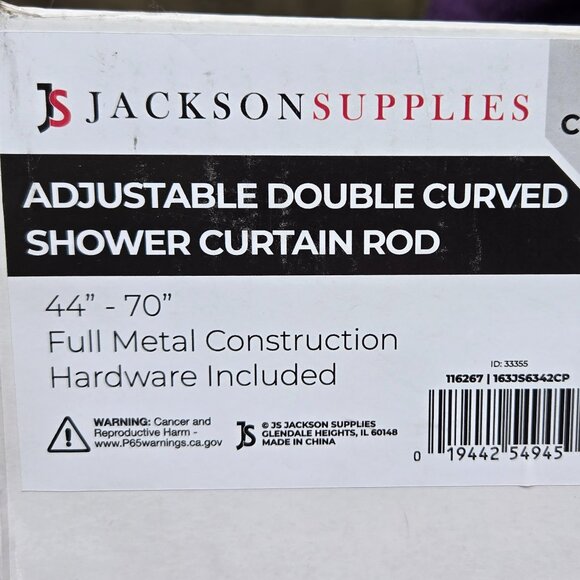 Adjustable Curved Shower Rod~ Chrome - Picture 1 of 4